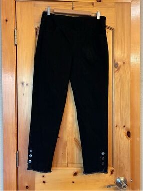 Slimsation By Multiples Black Straight Leg Womens' Pants with Button Hem